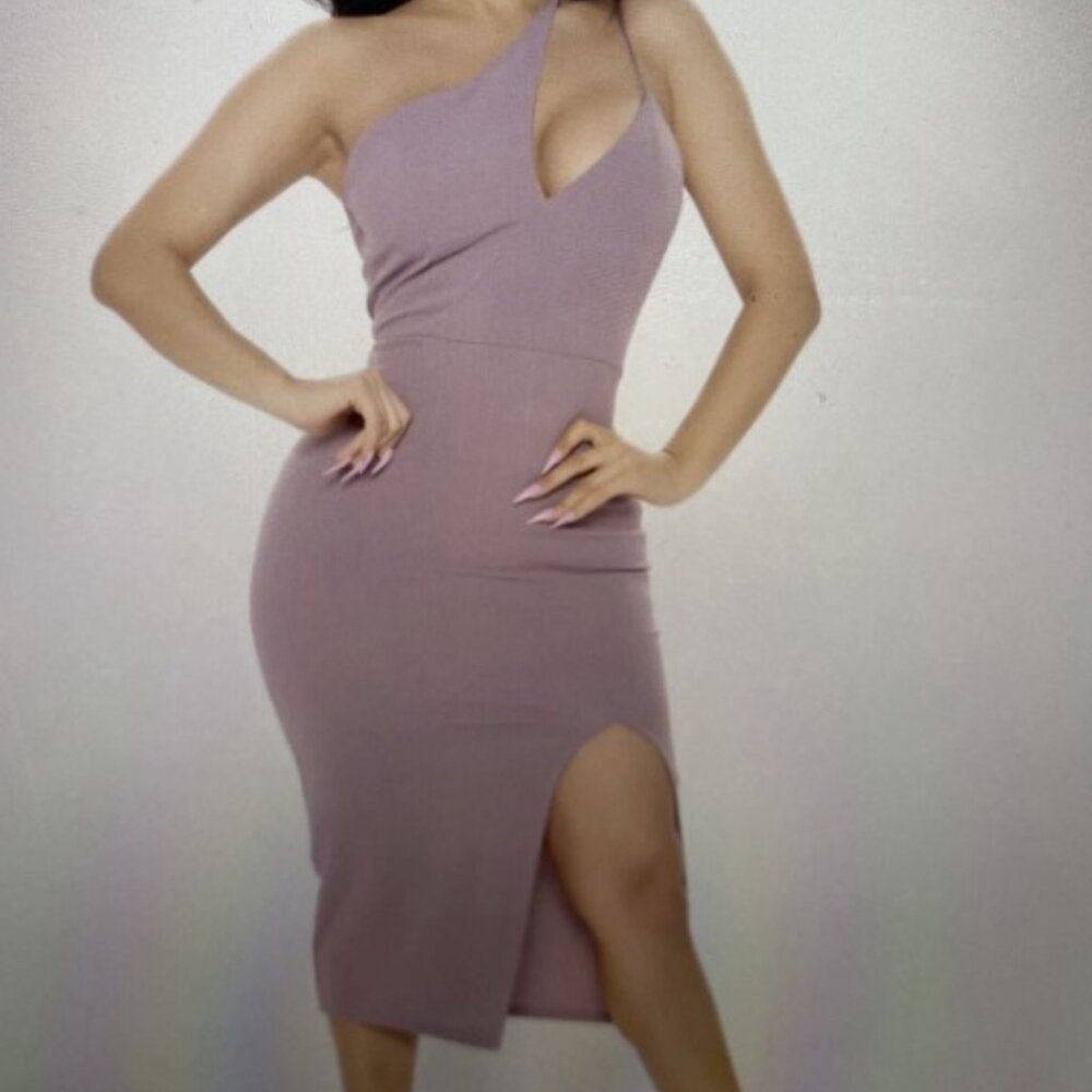 fashion nova One Shoulder Mindi Dress - Lavender 1X
